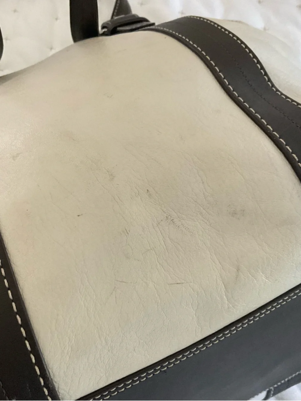 Coach White and Brown Leather Travel Tote - Picture 9 of 10